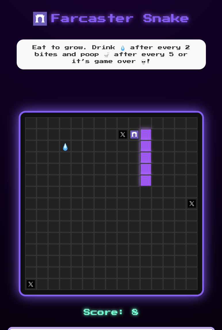 Farcaster Snake - Farcaster Mini Apps screenshot